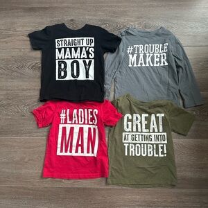 Graphic Kids T-Shirts Set - Black, Gray, Red, Green